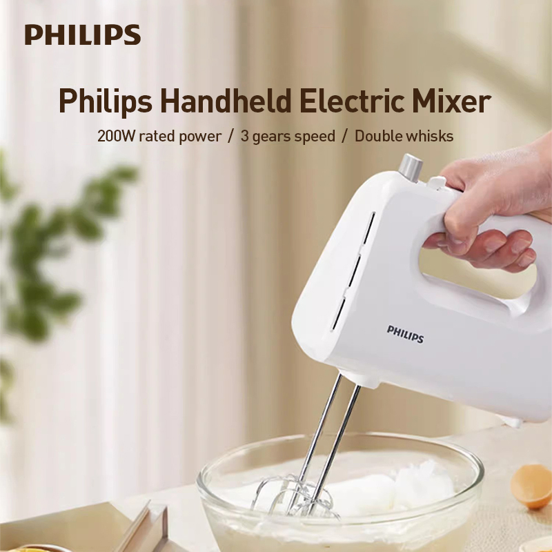 Kitchen Appliances Commercial - ฟิลิปส์เครื่องตีไข่ไฟฟ้าแบบมือถือ 3 สปีด 2-Beater เครื่องผสมอัตโนมัติสำหรับไข่ขาวและครีมเครื่องมือครัวในครัวเรือน HR3700