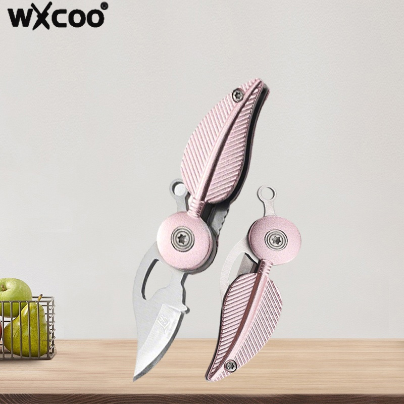 Kitchen Appliances Best - มีดพกขนาดเล็ก WXCOO รูปทรงขนนก ดีไซน์สร้างสรรค์ มีดอเนกประสงค์สำหรับหั่นผลไม้ในครัว มีดพับสำหรับใช้งานในครัว
