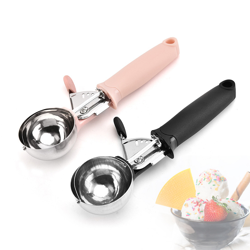 Kitchen Appliances Best - สแตนเลสสตีลไอศกรีม Scooper Multifunctional Pressable ช้อนผลไม้ Dual-Purpose